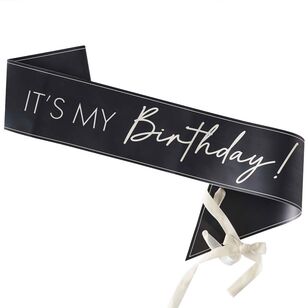 Ginger Ray Champagne Noir Its My Birthday Sash Black 155 cm