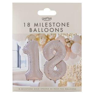 Ginger Ray Gold Party 18 Milestone Balloons White 66 cm