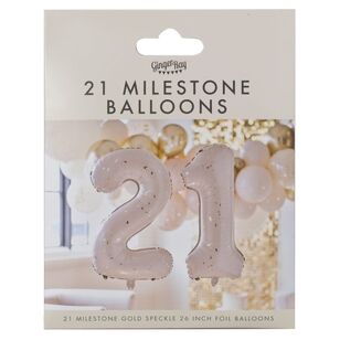 Ginger Ray Gold Party 21 Milestone Balloons White 66 cm