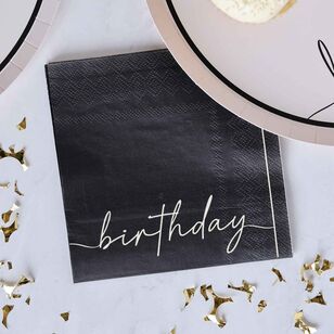 Champagne Noir Nude & Black Happy Birthday Paper Party Napkins Multicoloured