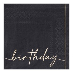 Champagne Noir Nude & Black Happy Birthday Paper Party Napkins Multicoloured