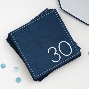 Mix it Up Navy 30th Birthday Milestone Paper Napkins Blue