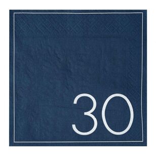 Mix it Up Navy 30th Birthday Milestone Paper Napkins Blue