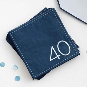 Mix it Up Navy 40th Birthday Milestone Paper Napkins Blue