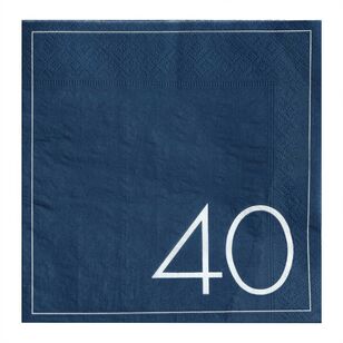 Mix it Up Navy 40th Birthday Milestone Paper Napkins Blue