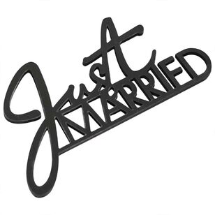 Ginger Ray Contemporary Wedding Wooden Just Married Table Sign Black