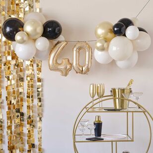 Ginger Ray Champagne Noir 40th Birthday Milestone Balloon Bunting Multicoloured