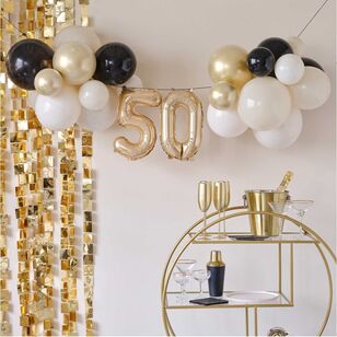 Ginger Ray Champagne Noir 50th Birthday Milestone Balloon Bunting Multicoloured