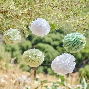 Ginger Ray Botanical Baby Pom Pom Hanging Decorations Multicoloured