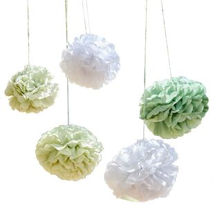 Ginger Ray Botanical Baby Pom Pom Hanging Decorations Multicoloured