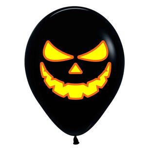 Sempertex Pumpkin Scary Faces Latex Balloons 12 Pack Black