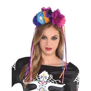 Day Of The Dead Neon Floral Headpiece Multicoloured One Size