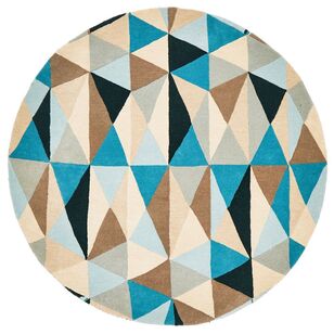 Rug Culture Matrix 901 Round Rug Blue