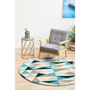 Rug Culture Matrix 901 Round Rug Blue