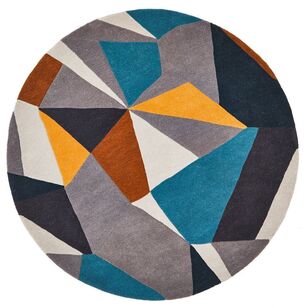 Rug Culture Matrix 902 Round Rug Yellow