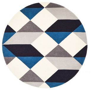 Rug Culture Matrix 904 Round Rug Blue