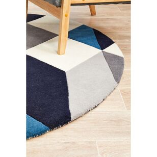 Rug Culture Matrix 904 Round Rug Blue