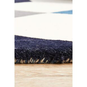 Rug Culture Matrix 904 Round Rug Blue