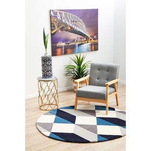 Rug Culture Matrix 904 Round Rug Blue