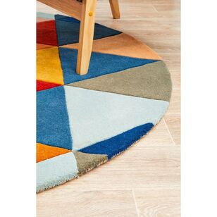 Rug Culture Matrix 905 Round Rug Blue