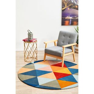 Rug Culture Matrix 905 Round Rug Blue