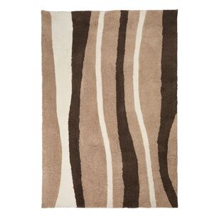 KOO Linear Polyester Plush Rug Brown