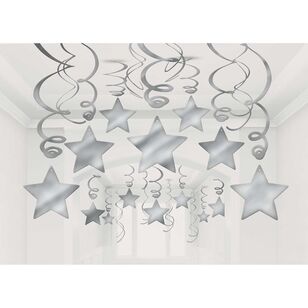 Shooting Stars Foil Swirl Decorations Silver