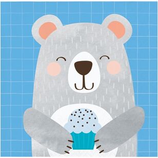 1st Birthday Bear Beverage Napkins Blue