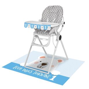 1st Birthday Bear High Chair Kit Blue