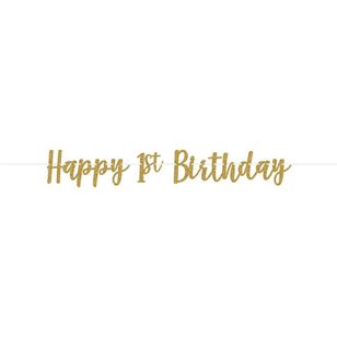 1st Birthday Ribbon Banner Gold