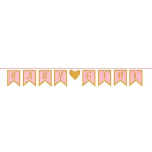 Baby Shower Girl Clothespin Letter Banner Pink