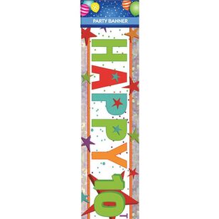 Happy 10th Birthday Banner Multicoloured 2.7 m