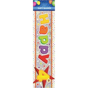 Happy 4th Birthday Banner Multicoloured 2.7 m