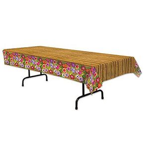 Beistle Luau Flowers & Bamboo Tablecover Multicoloured