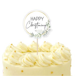 Botanical Celebration Happy Christening Cake Topper Multicoloured