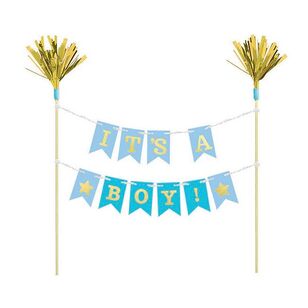 Cake Pick It's a Boy - Wood with Paper & Foil Multicoloured