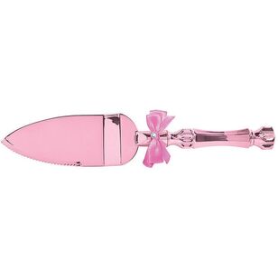 Pink Plastic Cake Server with Bow & Gem Pink