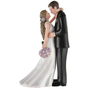 Cake Topper Bride & Groom with Bouquet Plastic Multicoloured