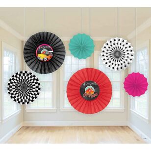 Classic 50's Paper Fan Decorations Multicoloured