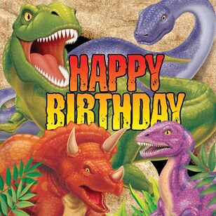 Dino Blast Happy Birthday Lunch Napkins Multicoloured