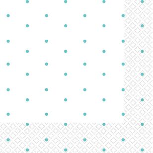 Dots Beverage Napkins 16 Pack Blue