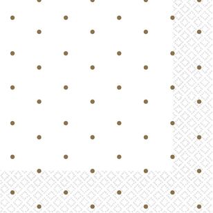 Dots Beverage Napkins 16 Pack Gold