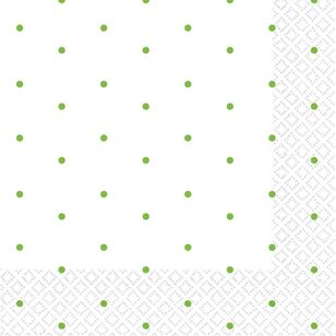 Dots Beverage Napkins 16 Pack Green