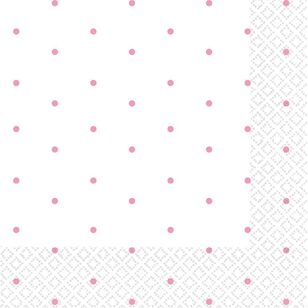 Dots Beverage Napkins 16 Pack Pink