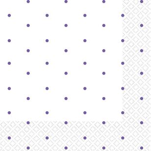 Dots Beverage Napkins 16 Pack Purple