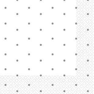 Dots Beverage Napkins 16 Pack Silver