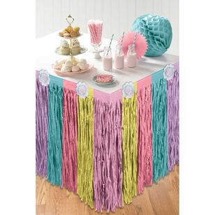 Enchanted Unicorn Table Skirt & Iridescent Flowers Multicoloured