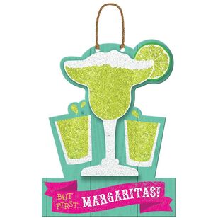 Fiesta But First Margarita's Hanging Sign Green