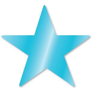 Foil Star Cutouts Caribbean Blue 12 cm