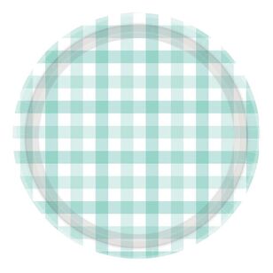 Gingham Paper Plate 8 Pack Green